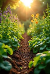 Lush Vibrant Garden Cultural Display Flourishing Botanicals Natural Rich Textures Organic Horticulture Serenity