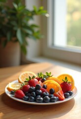 Mindful Eating: Savoring Delicious Fruits in a Inviting Kitchen Space