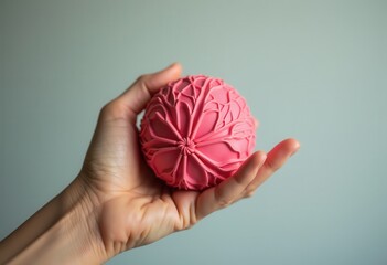 Squeezed Stress Ball Tension Releasing Visual Demonstration Textured Detail Captured In Hand