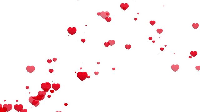 Live style social media red heart animation on a white screen Alpha channel, transparent background. 4K resolution. Love Emoji social media element, Live streaming style animated icon.
