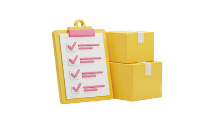 Checklist and Boxes 3D Render