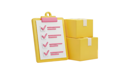 Checklist and Boxes 3D Render