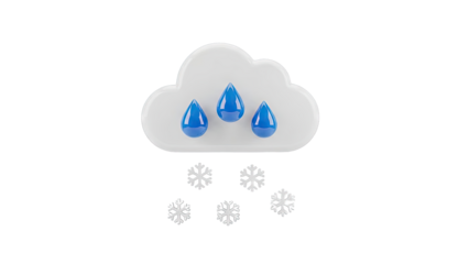 Cloud with Raindrops and Snowflakes