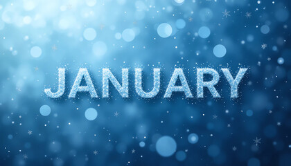 1
January month name typography in cool blue winter gradient