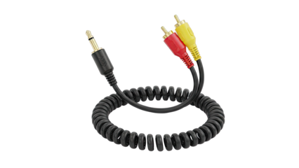 Coiled Audio-Visual Cable with 3.5mm and RCA Plugs