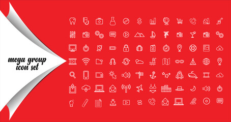 Comprehensive Line Icon Set for Web and Mobile UIUX Design