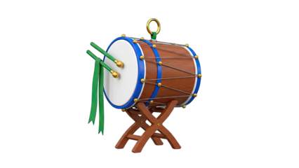 Islamic Drum with Mallets and Green Ribbons