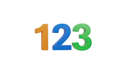 Colorful 3D Numbers 1, 2, 3 on White Background