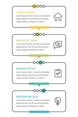 Obraz premium Modern vertical infographic template with four frames with text and icons