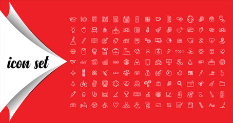 Comprehensive Line Art Icon Set for Web, App, and Business Applications
