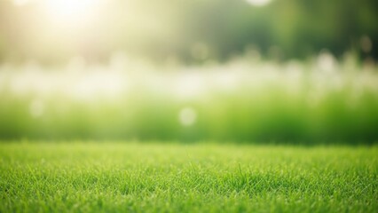 Easter morning sunshine on a lush green lawn with blurred background