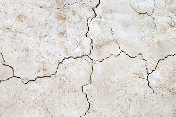 Texture of the dried earth with clay and sand, close-up or Brown dry soil or cracked ground texture background.