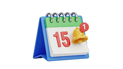 Calendar with Notification Bell and Number 15
