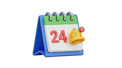 Calendar with Notification Bell and Number 24