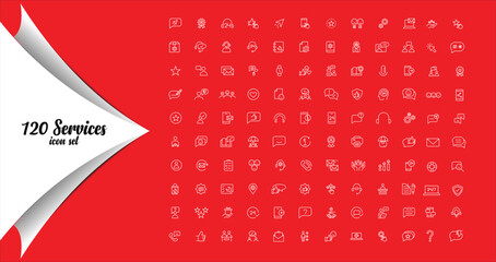 120 Services Line Icons Collection for Web and Mobile