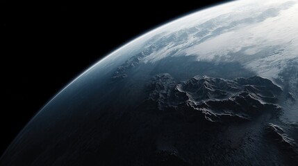 Close-up view of planet Earth from space against a black background for astronomy and global concept themes