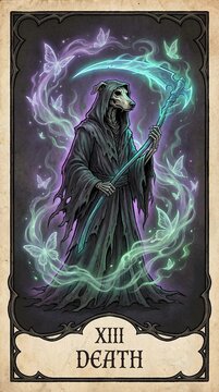 Dark Illustration of the Grim Reaper with Magic Aura