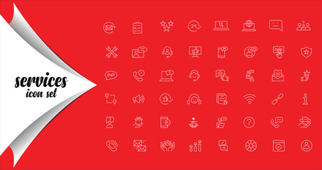 Service and Communication Line Icons Collection