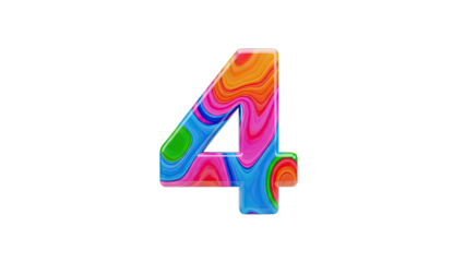 Number 4 with Colorful Swirl Pattern