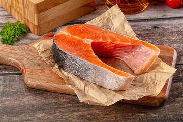 Fresh raw salmon fillet piece