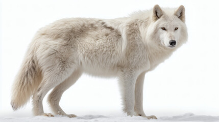 Obraz premium White Wolf in Snow Looking at Camera
