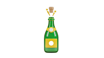 Champagne Bottle Popping Cork with Bubbles