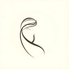 Obraz premium Elegant minimalist line art capturing the serene profile of a woman in graceful contemplation