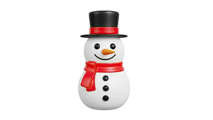Cheerful Snowman with Top Hat and Scarf