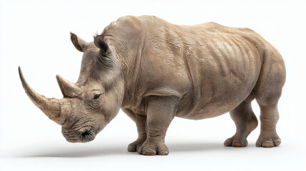 Obraz premium Rhino Standing on White Background