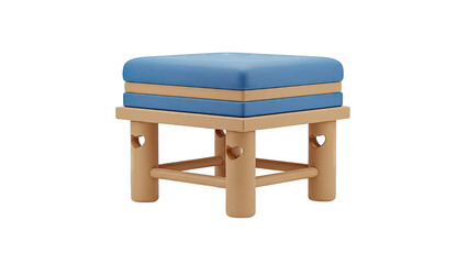 Children's Stool with Blue and Tan Cushions and Heart Cutouts