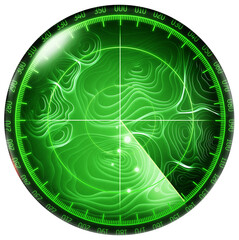 Retro radar system on transparent background. 3D illustration