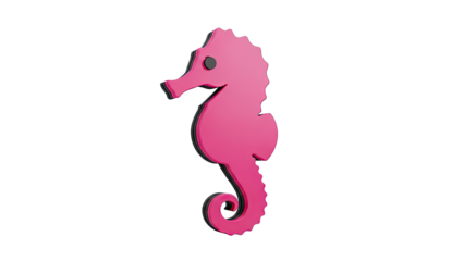 Pink 3D Seahorse Icon