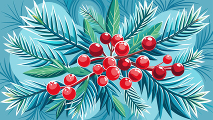 Festive berries and pine branches design © ruposhi