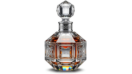 Elegant crystal liquor bottle isolated on white background