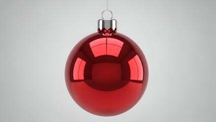 Red christmas ball ornament isolated on white