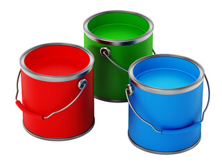 Paint cans on transparent background. 3D illustration