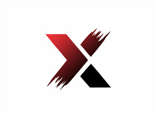 Stylized "X" logo combining red brushstroke and black geometric elements for edgy, artistic brand appeal.