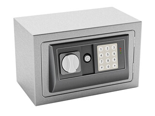 Steel safe on transparent background. 3D illustration