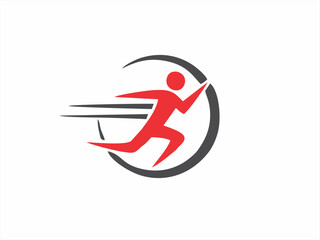 Pilihan 2 (Fokus Bisnis): Abstract fast runner icon with green leaf, symbol of vitality, speed, and organic growth.