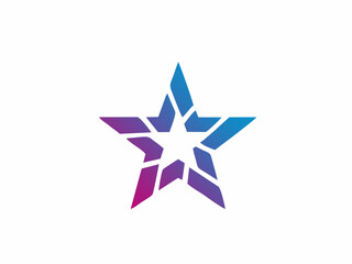 Obraz premium Abstract segmented star symbol with blue and purple gradient. Creative vector element for achievement, success, or excellence concept isolated on white background.