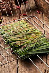 Charcoal-grilled fragrant tender chives