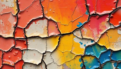 Cracked paint revealing layers of color beneath, a dynamic and artistic visual,  grunge,  background
