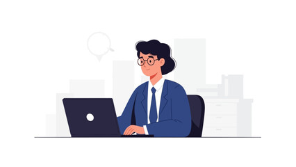 Businesswoman working on laptop office workspace professional woman.