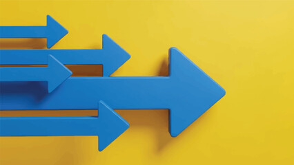 
Strategic Momentum: 3D Blue Arrows on Yellow