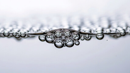 Water surface tension with bubbles in a serene environment from a macro viewpoint