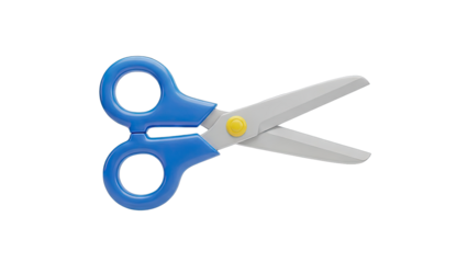 Blue Plastic Handle Scissors with Yellow Pivot