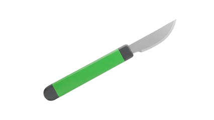 Green-handled utility knife with sharp blade