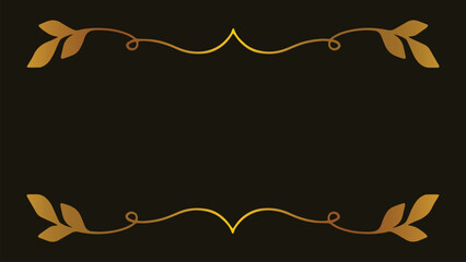 Golden floral frame. Luxury border set. Ornate line art. Wedding invitation. Royal gold vector. Botanical corners. Dark aesthetic art. Lotus flower decor. Elegant swirl trim. Gold filigree set.  © saumya