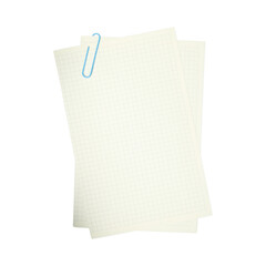 Blank paper sheets with a blue paperclip.