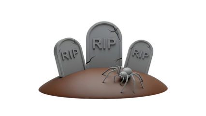 Halloween Graveyard Scene with Spider